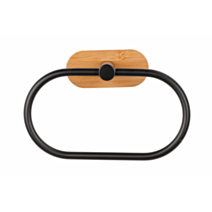 Porte serviette Orea noir et bambou - WENKO