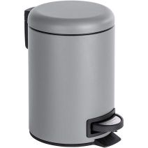 Poubelle de salle de bain à pédale Leman Easy Close 3L gris mat - WENKO
