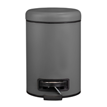Poubelle de salle de bain à pédale Leman Easy Close 3L gris mat - WENKO