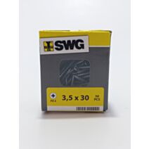 Vis bois et panneaux, tête fraisée, PZ, 3,5 x 30, filetage total, acier zingué