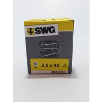 Vis bois et panneaux, tête fraisée, PZ, 3,5 x 40, filetage total, acier zingué