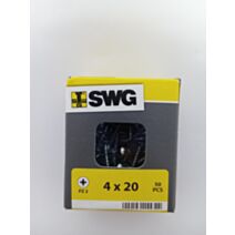 Vis bois et panneaux, tête fraisée, PZ, 4 x 20, filetage total, acier zingué