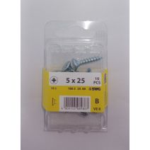 Vis bois et panneaux, tête fraisée, PZ, 5 x 25, filetage total, acier zingué