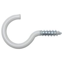 Crochet fil à linge Revêtement plastique blanc acier 65 mm blanc