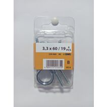 Crochet à visser, 3,3 x 60 / 19, acier zingué