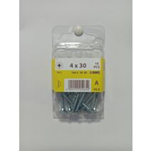 Vis bois et panneaux, tête fraisée, PZ, 4 x 30, filetage total, acier zingué