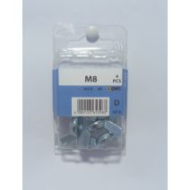 Écrou papillon, forme américaine M8, acier zingué