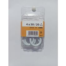 Crochet à visser fil à linge, 4 x 50 / 20, revêtement blanc