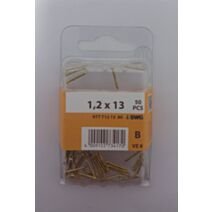 Clou, tête ronde, 1,2 x 13, acier laitonné