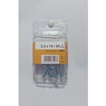 Piton à visser, 3,3 x 10 / 30, acier zingué