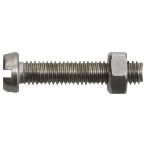 Vis métaux, tête cylindrique, avec écrou, M4 x 20, acier inoxydable A2, DIN 84