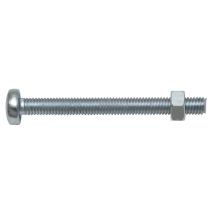 Vis métaux tête rondre bombée avec écrou acier zingué 4 x 16 mm