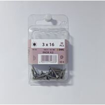 Vis bois et panneaux, tête fraisée, TX, 3 x 16, filetage total, acier inoxydable A2