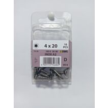 Vis bois et panneaux, tête fraisée, TX, 4 x 20, filetage total, acier inoxydable A2