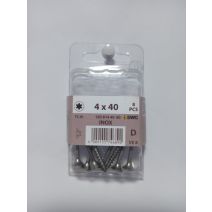 Vis à bois aggloméré à tête fraisée 4 x 70, filetage partiel, en acier inoxydable A2