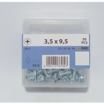 Vis autoperceuse, tête bombée, PH, 3,5 x 9,5, acier zingué, DIN 7504-N