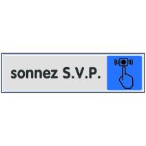 Plaquette signalétique "Sonnez SVP" 170x45 mm plexi couleur - NOVAP
