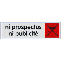 Plaque signalétique "ni prospectus ni publicité" 170x45 mm plexi couleur - NOVAP