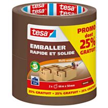 2 Adhésifs Polypropylène 66mx50mm Marron