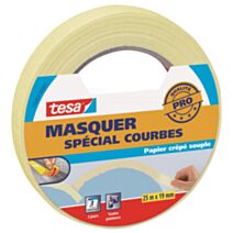 Adhésif Masquage Souple Courbes Surfaces Lisses et Rugueuses 25mx19mm