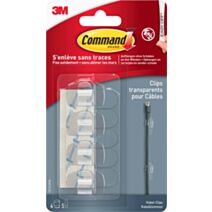 4 clip câbles rond transparents enlevables - 3M 