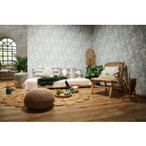 Papier Peint Vinyl Expansé Intissé Palmes Cosy Vert Blanc 5,3m² - AS CREATION