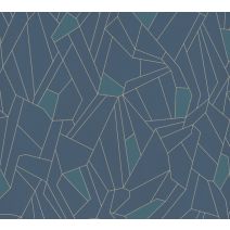 Papier peint vinyl intissé mosaïque art déco bleu - AS CREATION