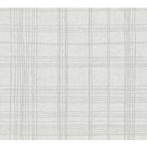Papier Peint Vinyl Lourd Intissé Ecossais Ecru Argent 10x0,53m