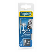 50 rivets inox Ø4,8 x 10mm + foret - RAPID