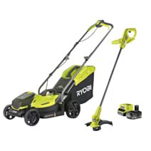 Tondeuse à batterie RLM18X33B50 + coupe-bordures RY18LT23A-0 18V - RYOBI