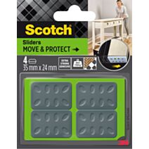 4 Patins glisseur alvéolé gris adhésif 35x24mm