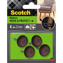 4 Patins glisseur alvéolé marron à clouer Ø22mm