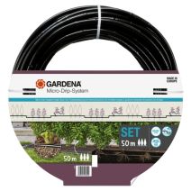 Kit d'initiation 50m de tuyau à goutteurs incorporés + bouchon fin de ligne - GARDENA