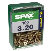 100 vis 3x20 tête fraisée empreinte PZ1 jaune SPAX 