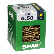 200 vis 5x50 tête fraisée empreinte PZ2 jaune SPAX 