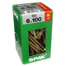 100 vis 6x100 tête fraisée empreinte t-star+ T30 gris SPAX