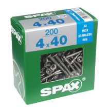 200 vis 4x40 tête fraisée empreinte t-star+ T20 inoxA2 SPAX