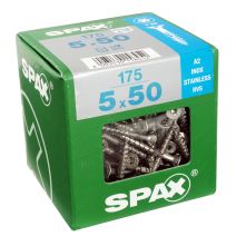 175 vis 5x50 tête fraisée empreinte t-star+ T20 inoxA2 SPAX