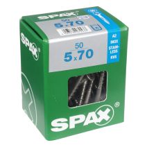 50 vis 5x70 tête fraisée empreinte t-star+ T20 inoxA2 SPAX