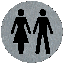 plaquette signalétique série alu brossé diamètre 75 mm toilettes h/f - NOVAP