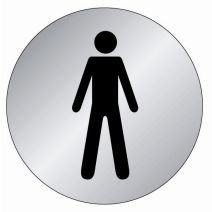 plaquette signalétique série alu brossé diamètre 75 mm hommes - NOVAP