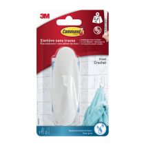 Crochet adhésif plastique blanc design Grand modèle - 3M 