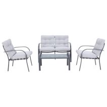 Salon de jardin bas 4 places Kary acier gris