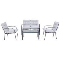 Salon de jardin bas 4 places Kary acier gris