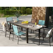 Table de jardin extensible VALENTINE en aluminium coloris gris anthracite - 6 à 8 personnes