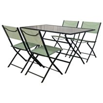 Salon de jardin métal pliant Young + 4 chaises Gris