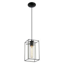 Suspension Loncino en acier noir transparent L.15 cm E27 1 x 60W - EGLO