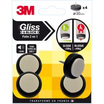 Patin gliss & block à clouer noir/ beige diam 30mm - 3M