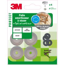 Patin plastique a visser 25mm spécial extérieur - 3M