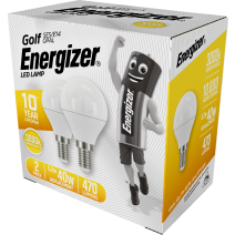 2 Ampoules LED Sphérique E14 5,2W 40W 470lm 3000K - ENERGIZER